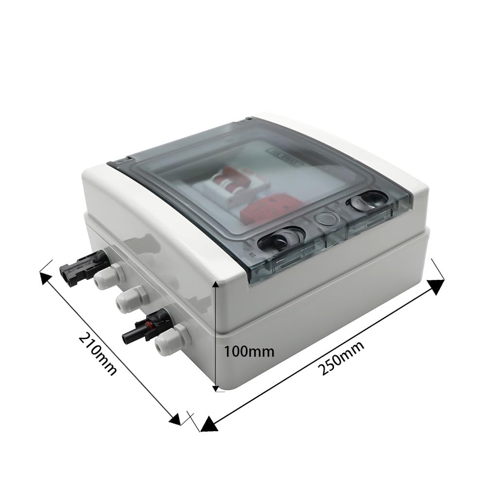 Scatola di distribuzione Scatola combinatrice fotovoltaica Solare fotovoltaica 500 V 1 Ingresso 1 Uscita con Scatola Impermeabile MCB con Fusibile CC (Color : White, Size : DC MCB 25A)