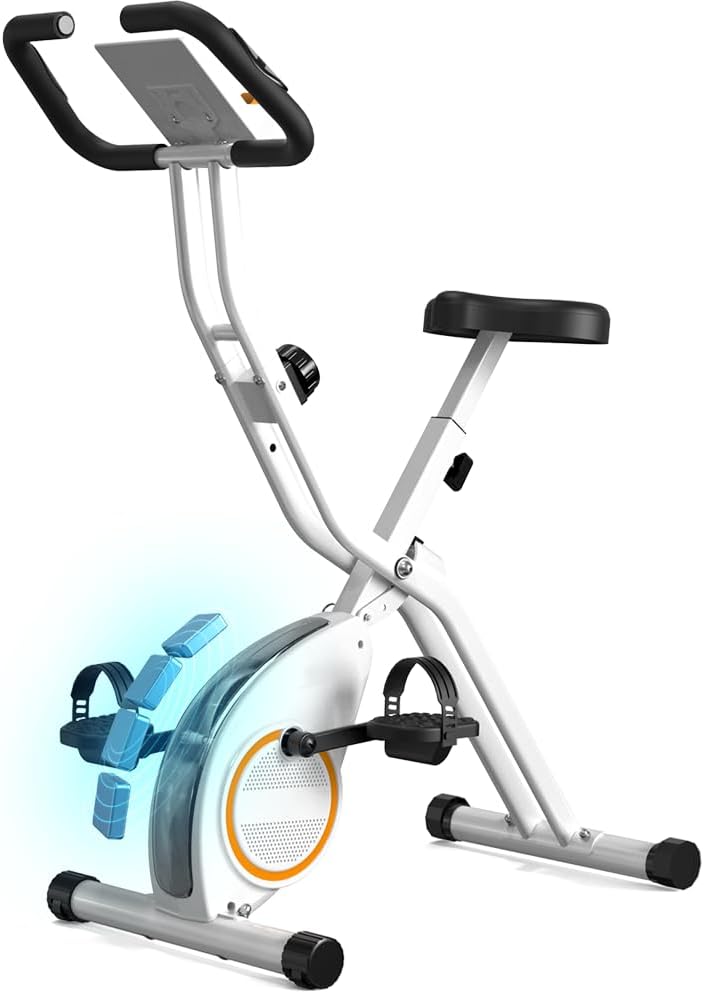 Indoor Exercise Bike with 16-Level Magnetic Resistance, Lightweight Foldable Design, 260 LBS Capacity, 5.5 LBS Flywheel