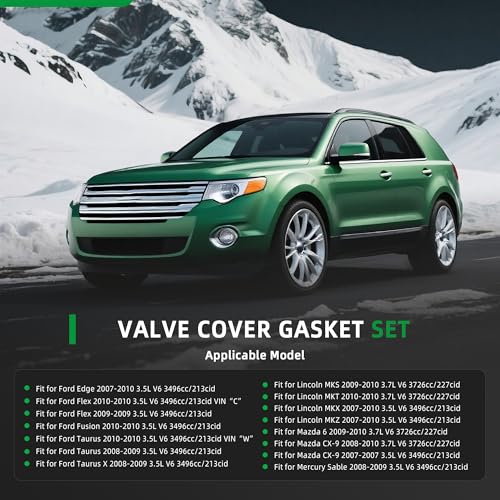 Image of Valve Cover Gasket Set VS50767R for Ford Edge 07-10 /Flex 09-12 /Fusion 10-12 /Taurus 08-12, for Lincoln MKS 09-10 /MKX 07-10 /MKZ 07-12, for Mazda 6 09-10 /CX-9 07-10, 3.5L /3.7L V6, 32PCS