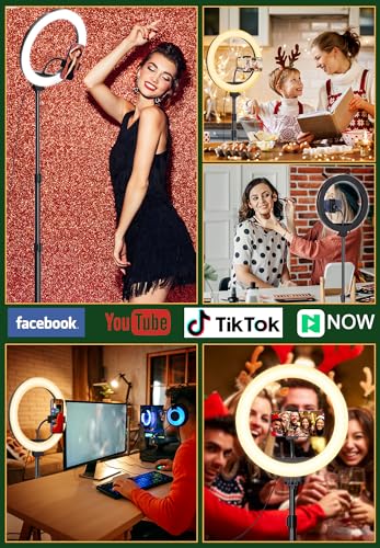 10 inch Ring Light with Tripod Stand & Phone Holder, Selfie Ringlight with Remote for Phone, 56" Tall Circle Light, LED Ring Lamp for Makeup, Video Recording, Conferencing, TikTok, Twitch - Image 6