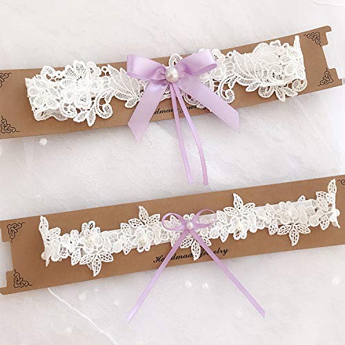 Lace Wedding Bridal Garter With Lavender Bow White Leg Ring Lace Garter Belt Bw22 (Lavender Bow) #TOP3