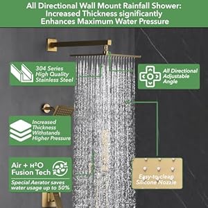 VANFOXLE Shower Faucet Set Brushed Gold Shower System,Push Button Diverter Shower Faucet with 2 in 1 Handheld, Wall Mount 10 Inch Shower Head with 6 Inch Shower Head VANFOXLE Shower Faucet Set Brushed Gold Shower SystemPush Button Diverter Shower Faucet with 2 in 1 Handheld Wall Mount 10 Inch Shower Head with 6 Inch Shower Head