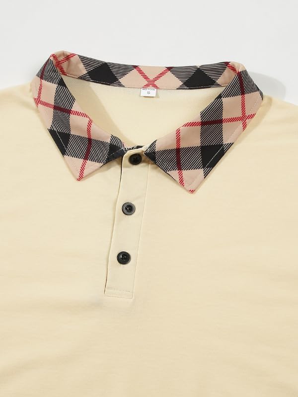 Mens Casual Polo Shirt Classic Buttoned Henley Neck Basic Short Sleeve Fashionable Golf Collar Shirt - Image 5