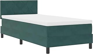 Boxspringbett mit Matratze Dunkelgrün 90x200 cm Samt – Beleuchtung verstellbares Kopfteil atmungsaktiv – für modernes Schlafzimmer Entspannung