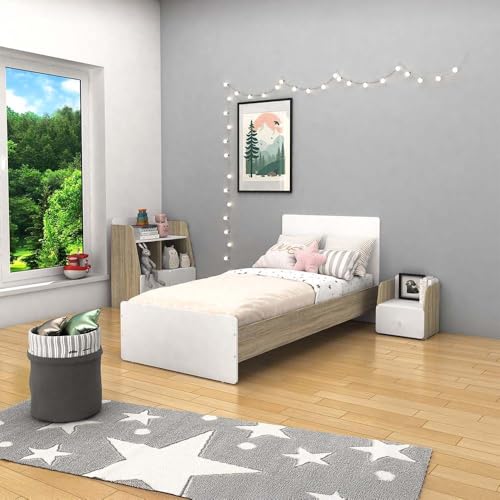 دانوب هوم خزانة ملابس بثلاثة ابواب من كيندر | خزانة متينة للغاية لتخزين الملابس | خزانة باب متارجحة بتصميم عصري موفر للمساحة لغرفة النوم طول 120 × عرض 45 × ارتفاع 180 سم - ابيض/بلوط سونوما