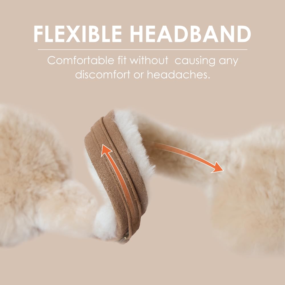 MGGMOKAY Orejeras de invierno para hombres y mujeres orejera de piel oveja Calentadores Oído al Aire Libre Covers plegables