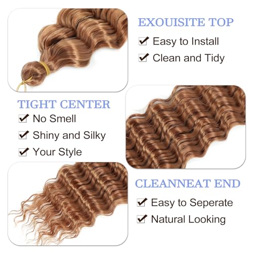 MLETULIPS Ocean Wave Crochet Hair Extensions Deep Wave Braiding Crochet Hair Soft Synthetic Curly Braiding Crochet Hair for Black Women (30# - Image 3