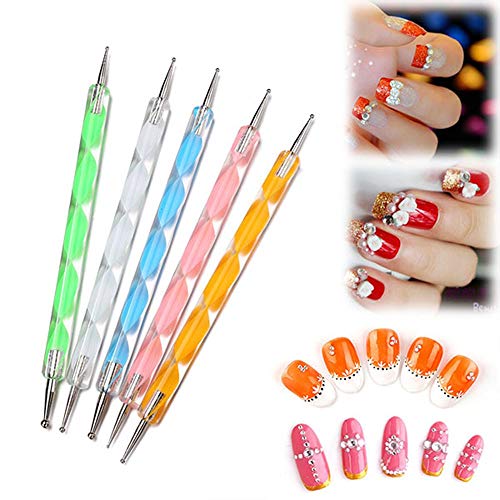 Pinkiou Nail Art Set, 15 stks Nail Painting Borstels met 5 stks Nail Dotting Pennen voor Nail Design (Zwart) - Afbeelding 4