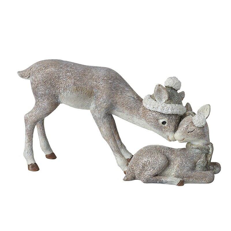 Heaven Sends Large Cute Mummy Deer Nudging Baby Fawn Woodland Animals Figurine Ornament 26cm Wide, Natural, 26cm x 15cm