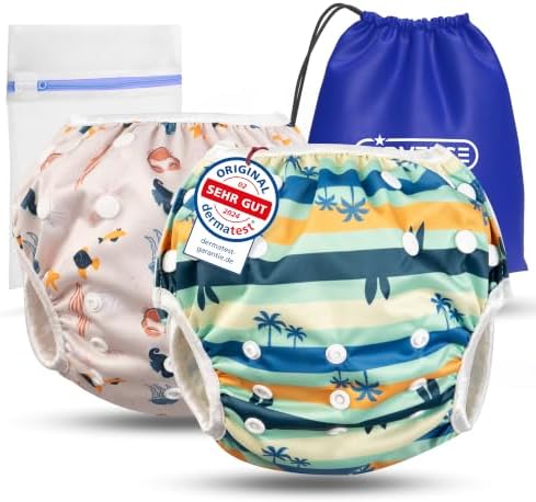 KIDVERSE Schwimmwindel Baby 0-3 Jahre - Set Schwimmwindeln wiederverwendbar | Wiederverwendbare Schwimmwindel - Hautfreundliche Badewindel Dermatest geprüft - Verstellbare Baby Bad