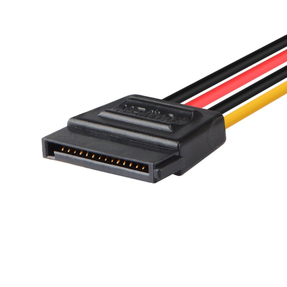 J&D 2er Pack 4 Pin Molex (LP4) auf 2X 15 Pin SATA Stromkabel Splitter Kabel Adapter - 20cm