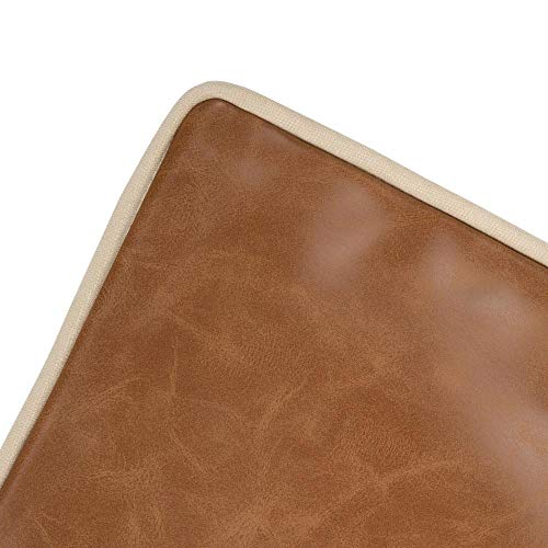 Pillowerus Faux Leather Brown Tangerine Cognac 14"X24" Lumbar Pillow Case/Cushion Cover Modern Contemporary Design Decorative Throw Pillowcase With Piping For Home, Office Couch, Sofa, Chair #TOP5