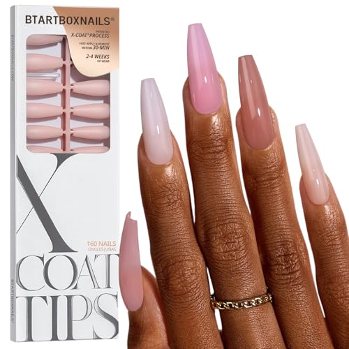 BTArtboxnails XCOATTIPS Bare 5-Shades Nude Press on Nails - Extra...