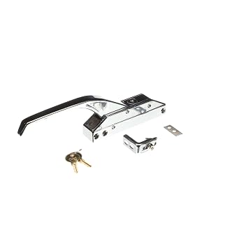 10-1/4 L Chrome Plated Die Cast Mechanical Edgemount Latch with Offset Handle and Cylinder Lock