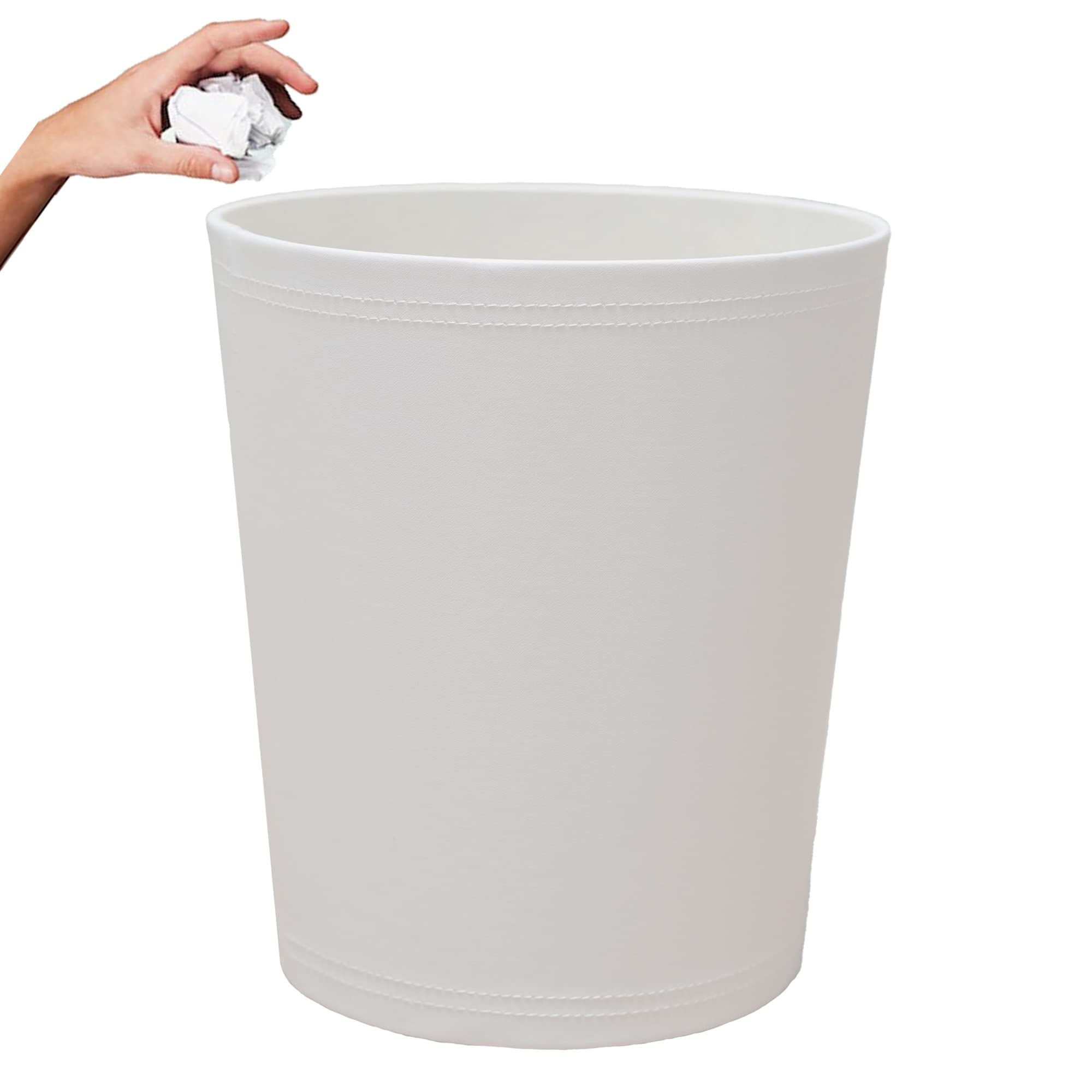 DTZ DizTreatz PU Leather Large Trash Can 2.6 Gallon/10 Liter, Wastebasket, Decorative, Stylish Lightweight Water Resistant Garbage Container Bin for Office, Home, Bedroom, Hotel, Storageâ€¦