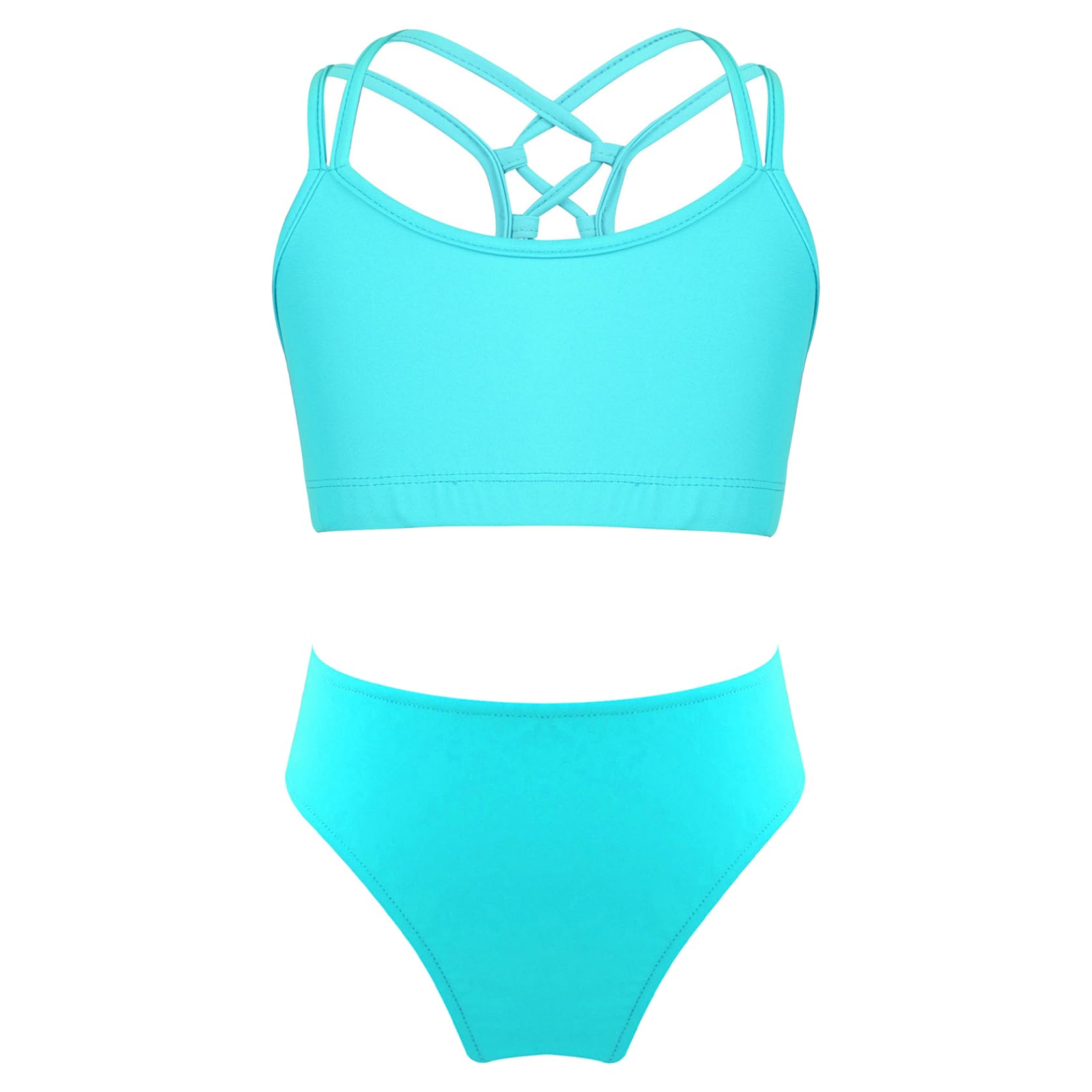 Maillot De Bain 2 Pièces Fille Manyakai Tankini Feuilles/Licorne – Imprimé Fun 3-14 Ans, Piscine & Plage