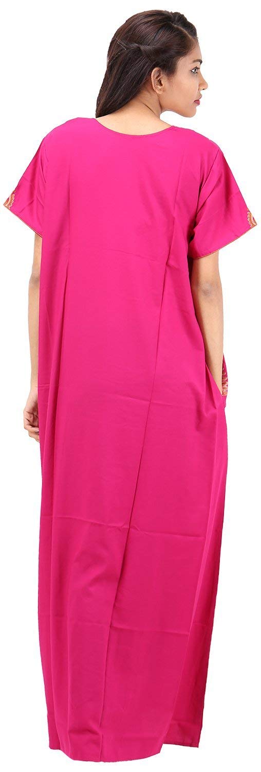 VALENCIA SLEEPWEAR lissybissy Cotton Resham Embroidery Nighty Night Gown Maxi for Women A line (Rani; X-Large)