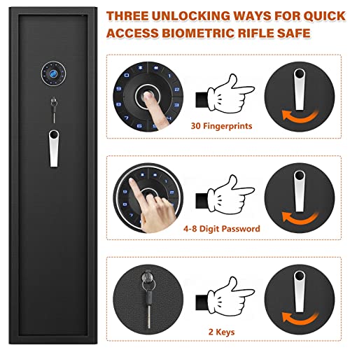 Fireproof Biometric Gun Safe For Home Rifle And Pistols, 77Lb Heavy Duty Gun Cabinets For Rifles And Shotguns, Quick Access Rifle Gun Safe With 3 Handgun Pockets, Silent Mode(Us Stock) #TOP6