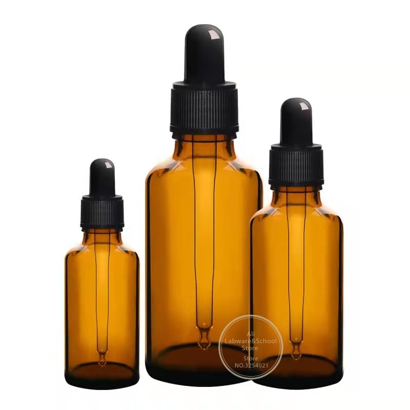 10 unids/Lote 5ml a 100ml Laboratorio marrón/Botella cuentagotas de Vidrio Transparente, Botella cuentagotas de Esencia cosmética(50ml Brown)