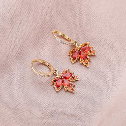 Fall Earrings Rhinestone Orange Earrings Crystal Drop Autumn Earrings Perfect Jewelry Maple Leaf Earrings for WomenThanksgiving Fall Accessories for Women3