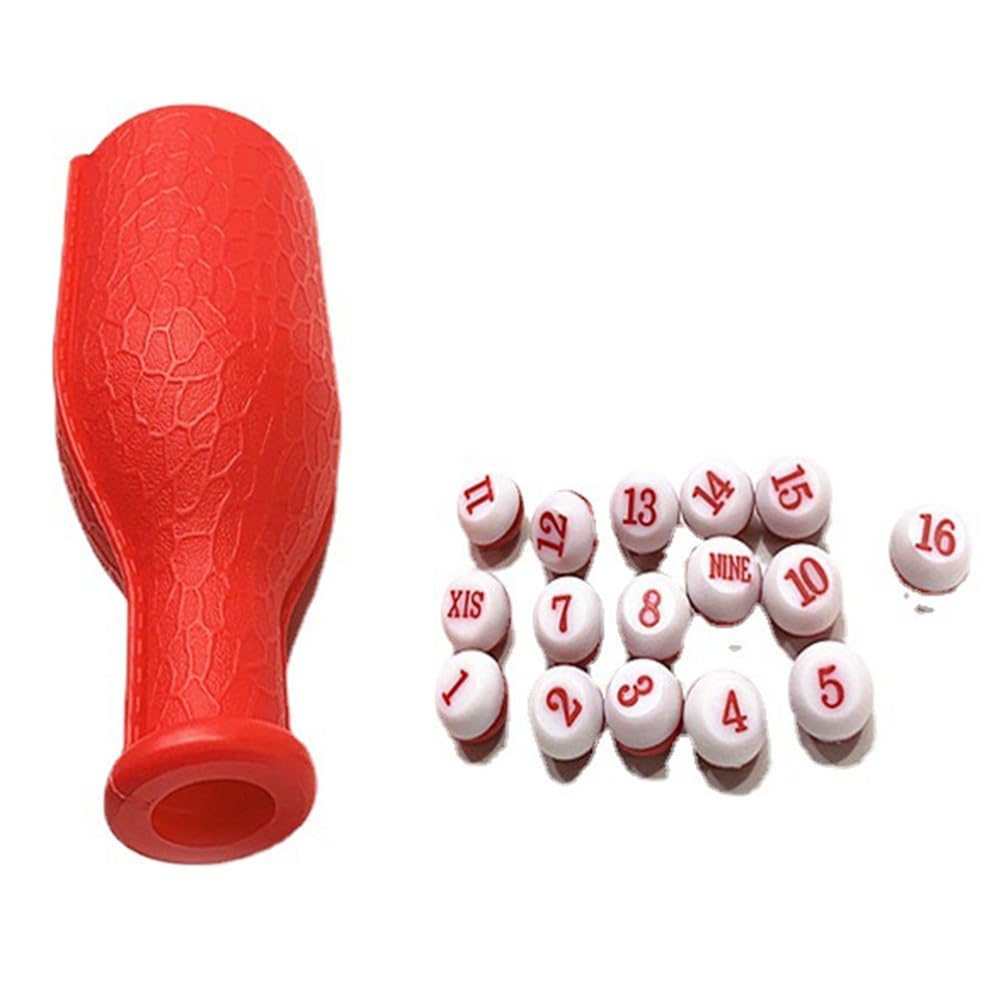 Billiard Shaker Bottle Pool Game Entertainment Plastic Dice Shaker with 16 Tally Balls, 165 x 75 mm, 85 for red