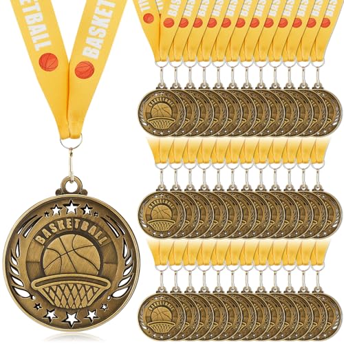 Liliaafar 12 Pack 12/36 Pack Gold Medals 2 Football Soccer Baseball Golf Basketball Metal Medals Bulk Metal Award Trophies for Adults Team Sports Event Prizes Gifts (Basketball)