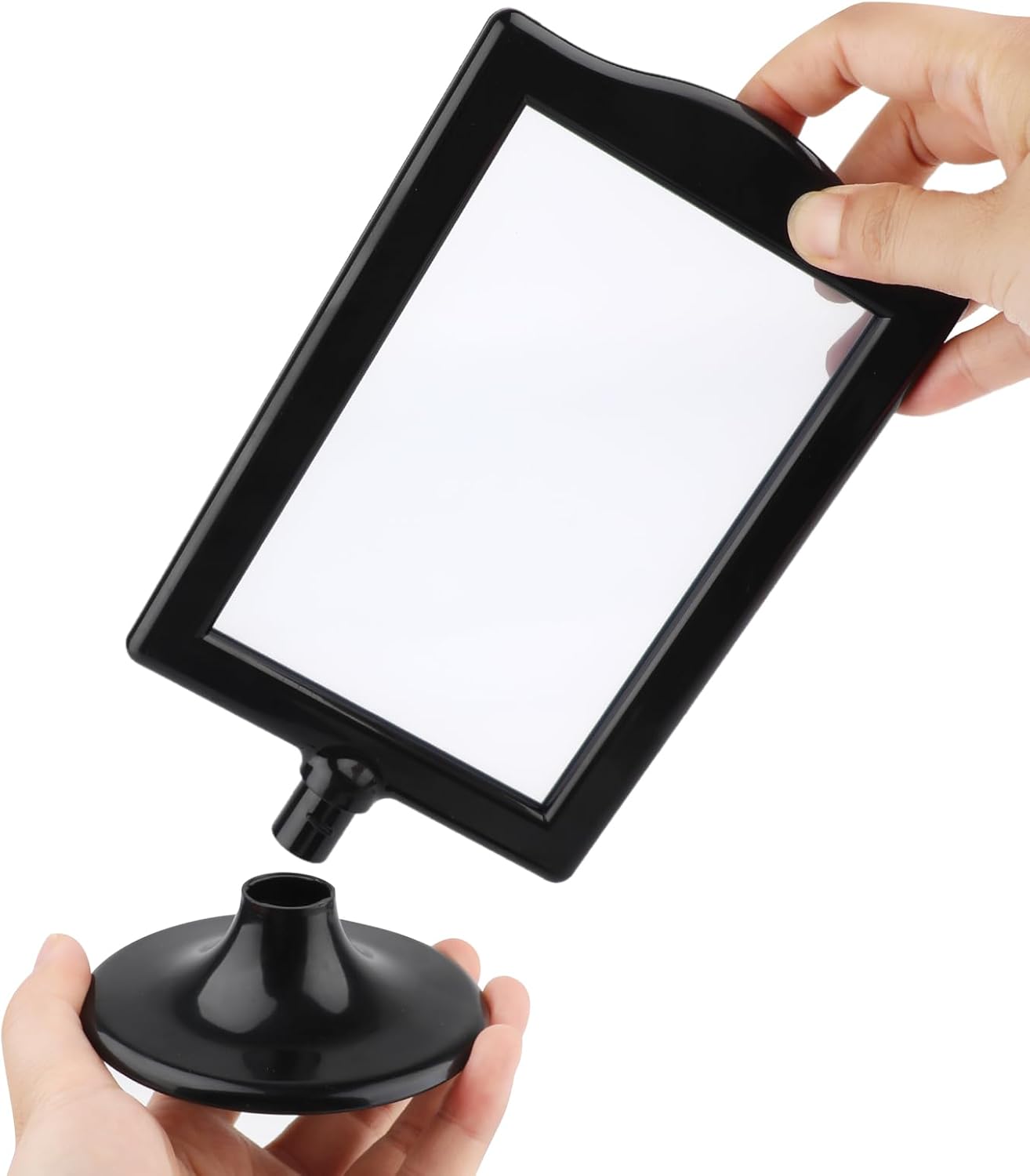 10Pcs Double Sided Standing Picture Frame 4x6 Pedestal Photo Frame with Inserts and Base Black Picture Frame Bulk Plastic Vertical Photo Frames for Table Numbers Menu Display Wedding