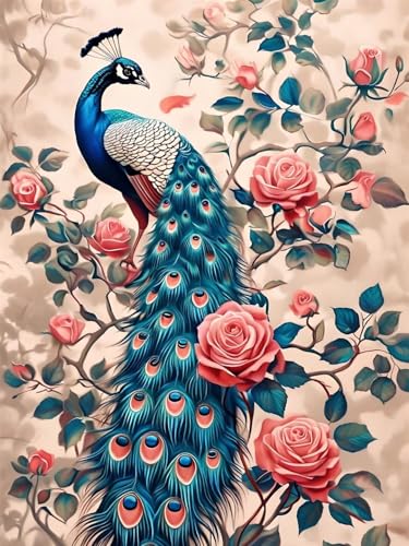 Wionheng 5D Diamond Painting Adulti Rosa Pavone Diamond Painting Kit Completo, Pittura Diamante Bambina, Diamantini Crystal Art Bambini Natale Regalo, Decorazioni per Pareti Domestiche, 30x40cm A-719