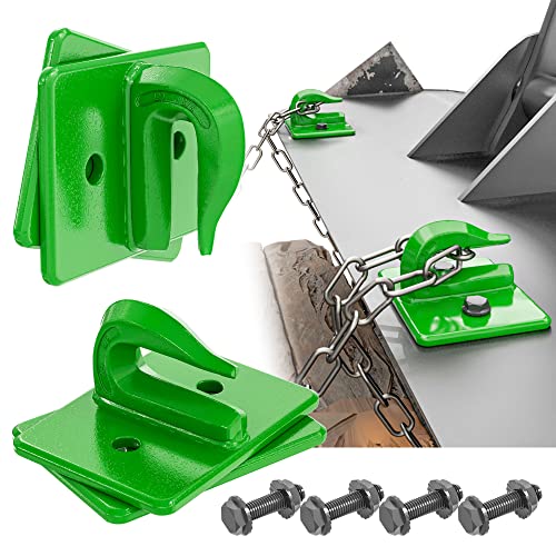 Ezeefonk 2 Pack 3/8" Tractor Bucket Hooks, Max 15,000 Lbs Tractor Bucket Grab Hook Grade 70 Forged Steel Bolt On Grab Hook Tow Hook Mount With Backer Plate Work For Loader, Tractor, Truck, Utv, Green #TOP4