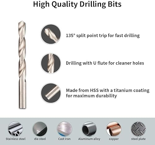 Miniatura 6 de AKM Kit de reparación de roscas de 338 piezas, kit de reparación de helicoidales de taladro HSS SAE y métrico, 1/4 pulgadas 5/16 pulgadas 3/8