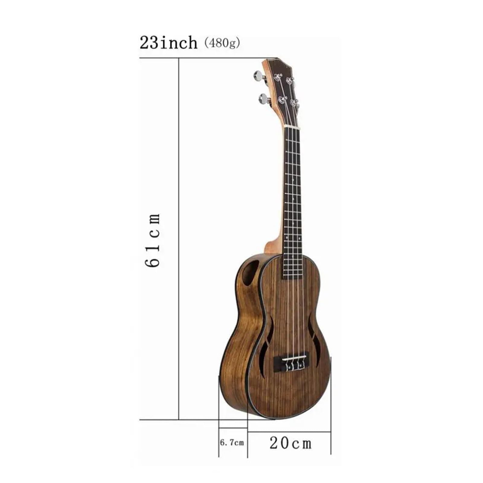 Ukulélé De Concert En Bois Noyer 23 Pouces Guitare Hawaïenne À 4 Cordes 18 Frettes Ukulélé Débutant