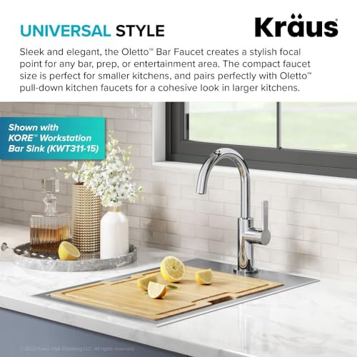 Image of Kraus Oletto Single Handle Kitchen Bar Faucet in Chrome, Kitchen Sink Faucets, KPF-2822CH