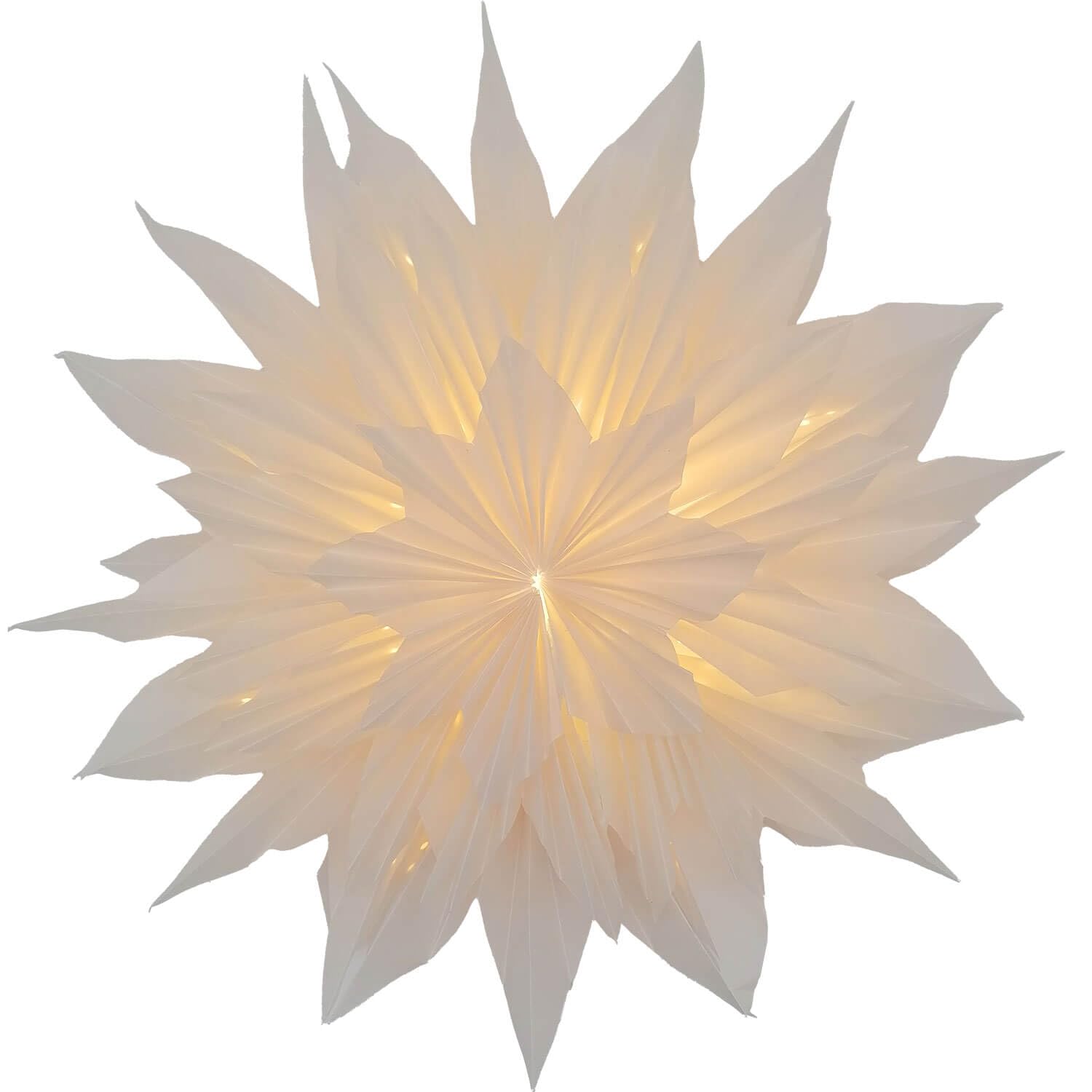 Mea-Living STELLA LINEA weiß 60 cm, Papierblume aus Pergamentpapier - Leuchtstern, Papierstern, Weihnachtsstern