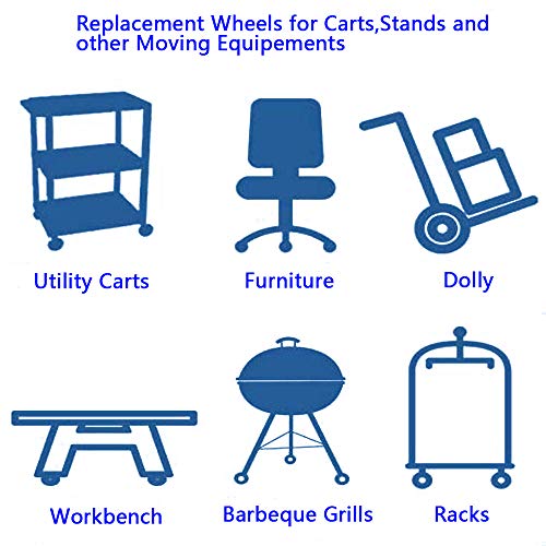 Wefoonlo 4 Pack, Locking Threaded Stem Mount 3" Swivel Caster Rotation Non-Marking Polyurethane Castor Wheel And Brake For Trolley, Carts, Furniture, Dolly, Workben (M10) #TOP5