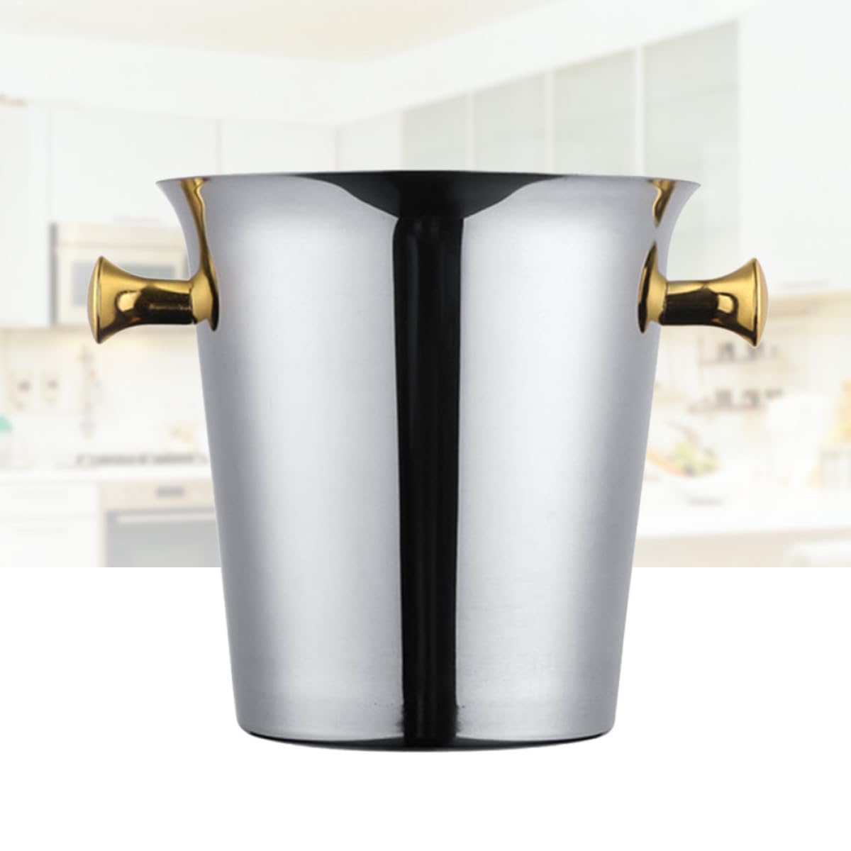 Seau à Glace Rond en Acier Inoxydable 2l Portable pour Bar
