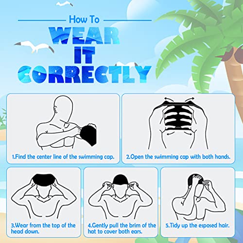 2 Pack Kids Swim Cap (Age 9-15), Durable Waterproof Silicone Swimming Cap For Kids Long Hair Short Hair, Children Cartoon Swimming Hat For Boys Girls #TOP6