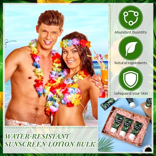 Image of 24 Pcs Mini Sunscreen Bulk for Summer Party Wedding SPF 30 Water Resistant Sunscreen Lotion Bulk 1oz Travel Size for Thank You Gifts Wedding Supplies (Tropical)