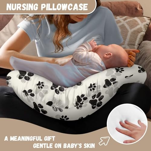 Image of Paws Pillow Cover for Infant Snug Breathable Breastfeeding Pillow Slipcover for Bottle Feeding, Nursing Pillow Case Fit Standard Nursing Pillows