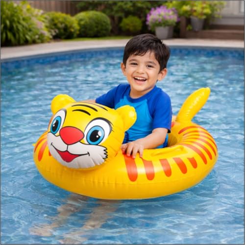 Image of Airavat Floats for Pool, Inflatable Pool Floats Swimming Ring, Swimming Float for Junior, Inflatable Floater, Water Float for Kids Swimming Pool Beach Summer Water Float Party Outdoor (Yellow Tiger)