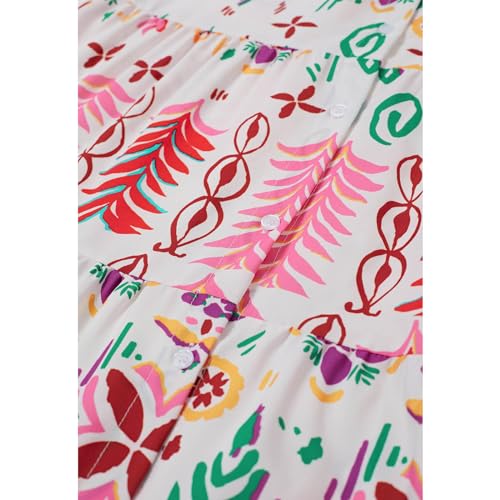 Chicwish Women Button Down Shirt Dresses Exotic Printed Collared Long Sleeve Summer Casual Beach Long Dress Pink thumb #4