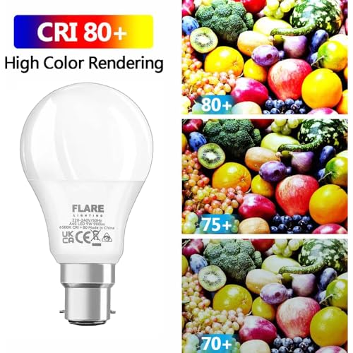 Bayonet Light Bulb 60W Equivalent (6 Pack), B22 LED Bulbs Cool White 6500k, 9W Energy Saving and Super Bright, AC 220V, Non Dimmable Light Bulb - Image 3