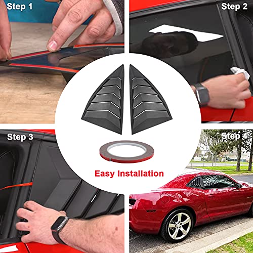 2Pcs Quarter Side Window Louvers Cover Fit For Chevy Chevrolet Camaro 2010-2015 Abs Window Visor Sun Shade Cover Vent (Matte Black) #TOP4