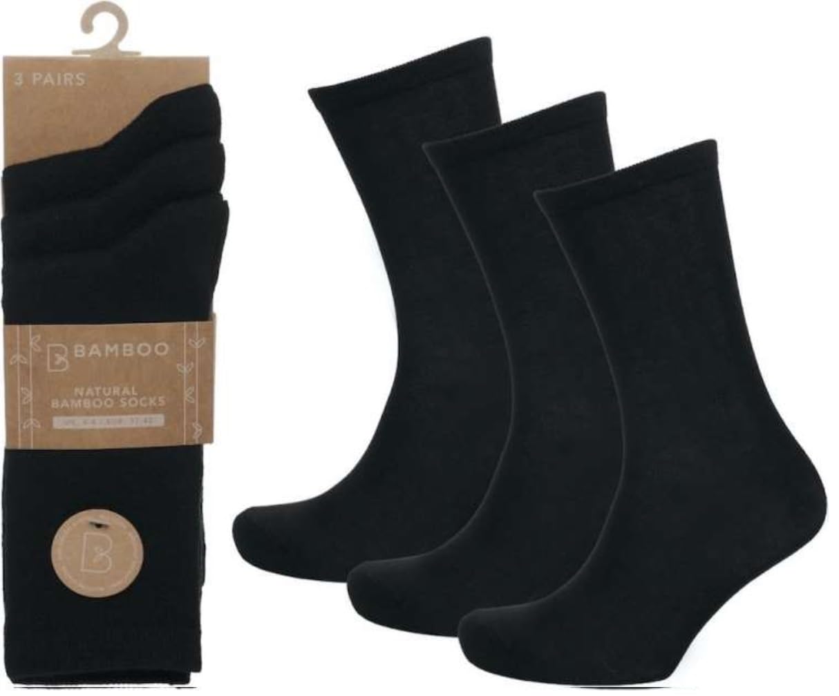 Onlybee Women's Black Plain Bamboo Socks 3 Pairs