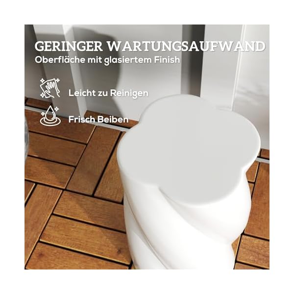 Outsunny Keramik Sitzhocker Spiralform Weiß