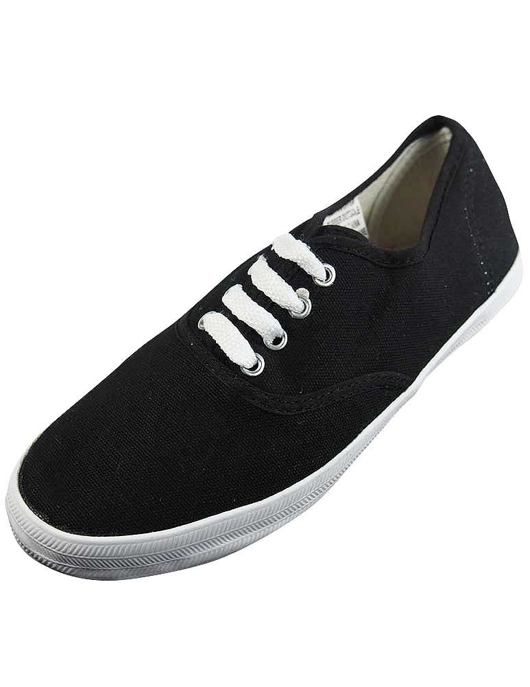EASYWomens Lace Up Canvas Plimsol Sneakers Shoes
