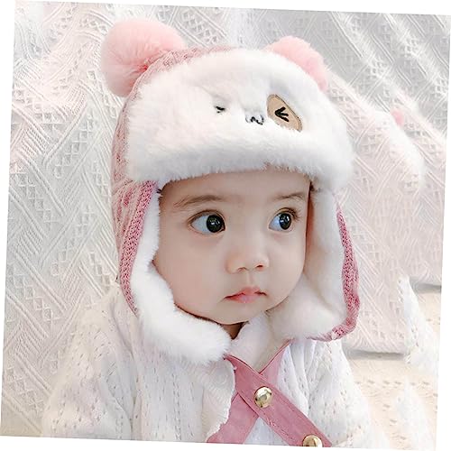 Cotton Earflap Hats Boys and Girls Winter Headwear for Boys Girls Thick Thunder Cap and Earmuffs Hat Pink4