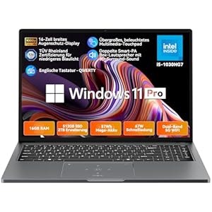 Blackview Laptop Acebook 12 Intel Core I5-1030NG7, 16 Zoll FHD, 16GB DDR4, 512GB SSD 2TB，Win11 Pro Notebook, 57Wh Mega Akku/ 67W Schnellladung, HDMI 2.0, Tastatur QWERTY, USB 3.0×2, Dual-Band 5G WiFi