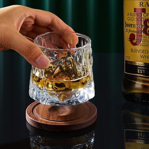 Set de 2 vasos de cristal para vino 10 oz con posavasos miniatura 4