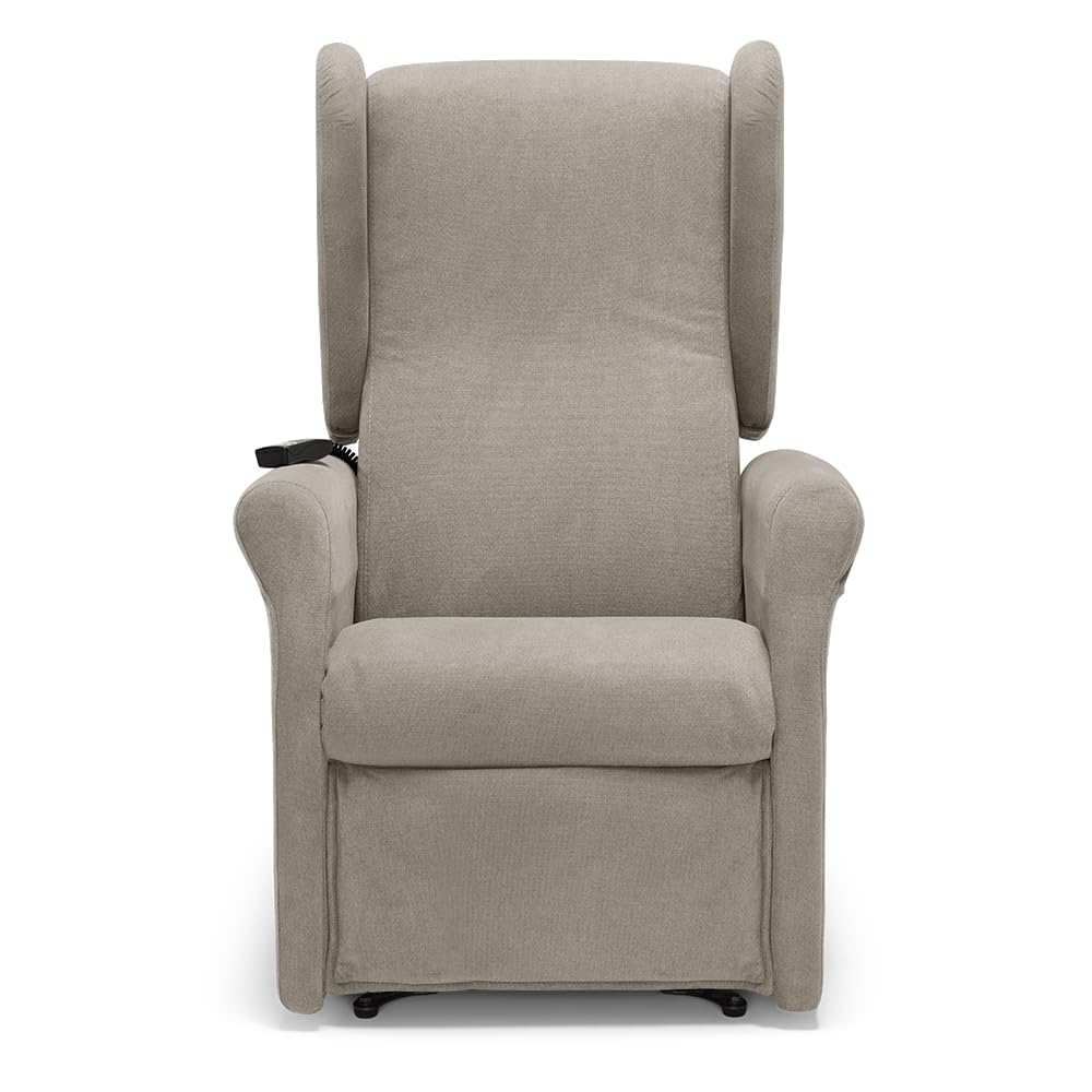 REDÒKASA Poltrona relax elettrica PISA MADE IN ITALY per anziani e disabili con kit batteria optional, 2 motori, 4 ruote, tessuto antimacchia, reclinazione e alzapersona (Senza Kit Batteria, Corda)