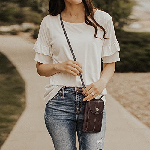 S-ZONE Women RFID Blocking Crossbody Cell Phone Purse Small Faux Leather Wallet Purse2